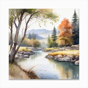 Watercolor Of A River 5 Canvas Print
