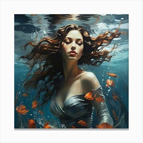 Woman In The Water Canvas Print