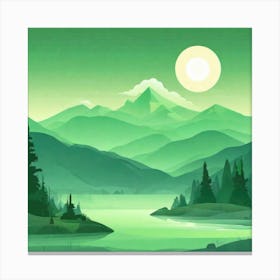 Misty mountains background in green tone 47 Canvas Print