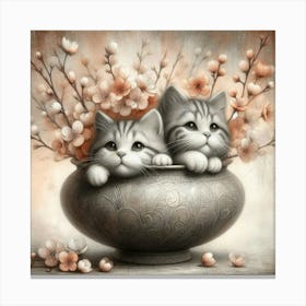 Two Kittens In A Bowl 2 Canvas Print