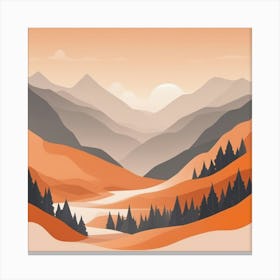 Misty mountains background in orange tone 79 Canvas Print