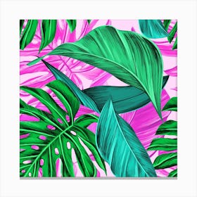Tropical Greens Monstera Summer Canvas Print