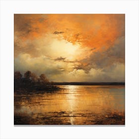 Sunset Over The Lake Canvas Print