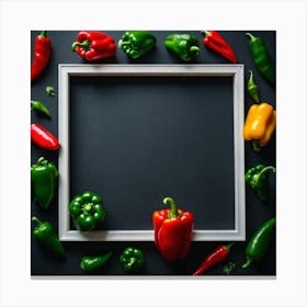 Peppers In A Frame 16 Canvas Print