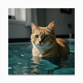 Cat In Water Canvas Print