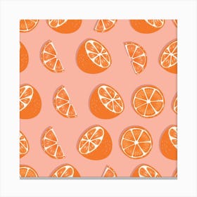 Orange Pattern On Pink Square Canvas Print