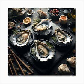 Oysters On A Plate Canvas Print