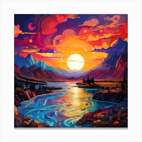 Sunset In The Mountains Canvas Print