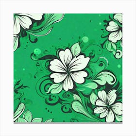 Green Floral Pattern Canvas Print