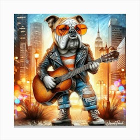 Rockabilly Bulldog 1 Canvas Print