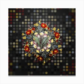 Vintage Peliosanthes Teta Flower Wreath on Dot Bokeh Pattern n.0574 Canvas Print