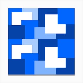 Blue Abstract Square Tiles Canvas Print