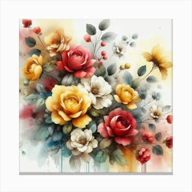 Watercolor design with beautiful roses oil painting abstract 19 Canvas Print