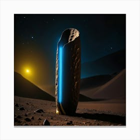 Blue alien monolith sitting on Mars's surface Canvas Print