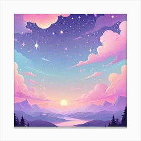Sky With Twinkling Stars In Pastel Colors Square Composition 115 Canvas Print