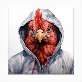 Watercolour Cartoon Chicken In A Hoodie 1 Canvas Print