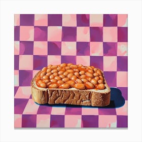 Beans On Toast Pastel Checkerboard 2 Canvas Print