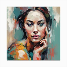 Tranquil Contemplation: Portrait of a Calm Woman 4 Canvas Print