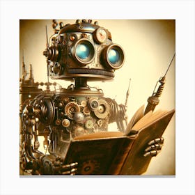 Robot Reading Canvas Print