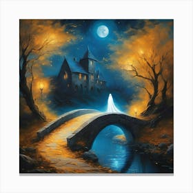 Ghost On The Bridge At Night 1 Canvas Print