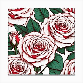 Roses Seamless Pattern Canvas Print