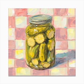 Pickles In A Jar Checkerboard Background 2 Canvas Print