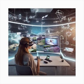 Woman In Virtual Reality Canvas Print