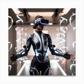 Futuristic Woman In Virtual Reality 1 Canvas Print