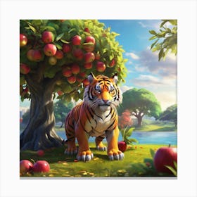 Tiger In The Apple Tree Canvas Print