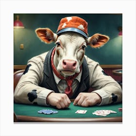 Cow Playing Poker 3 Canvas Print