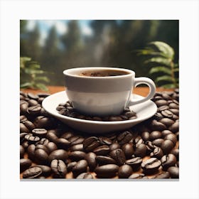 Coffee Cup With Coffee Beans 17 Canvas Print