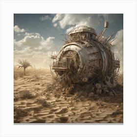 Spaceship In The Desert 3 Canvas Print