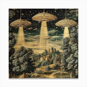 Alien Invasion Ancient Tapestry 3 Canvas Print