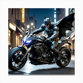 Batman On Motorcycle thbv Canvas Print
