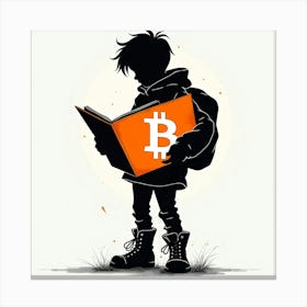 Bitcoin Boy Reading A Book Canvas Print