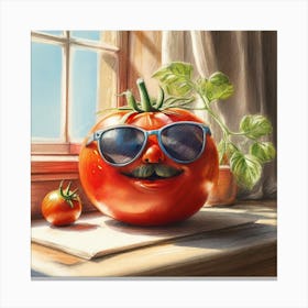 Tomato In Sunglasses 2 Canvas Print