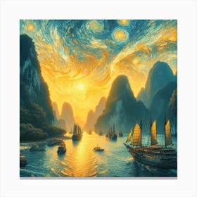 Starry Night In Ha Long Bay Canvas Print
