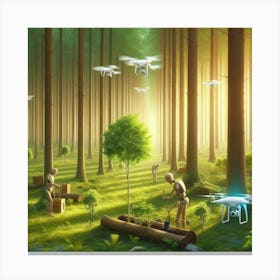 Drones In The Forest 4 Canvas Print