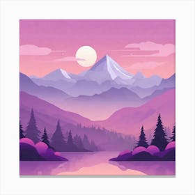 Misty mountains background in purple tone 66 Canvas Print