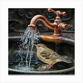 Timeless Elegance The Old Iron Sink With Vintage Copper Faucet (2) Canvas Print