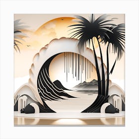 Paper Art Island monochromatic Canvas Print