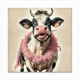 Cow With Pink Feathers Canvas Print