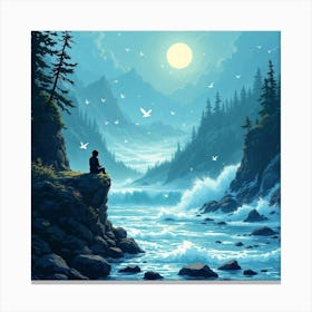 Meditating By The Ocean Canvas Print