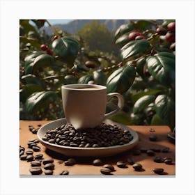 Coffee Cup With Coffee Beans 5 Canvas Print