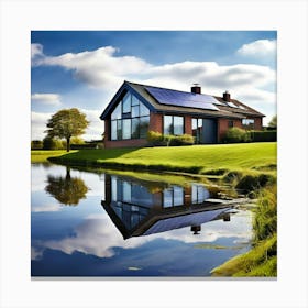 House With Solar Panels Canvas Print