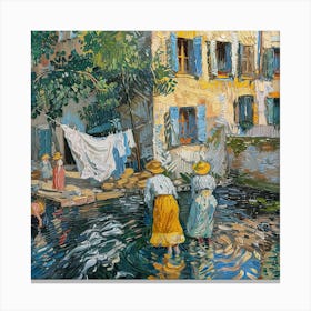 Van Gogh Style: Laundry Day at the Rhone Series Canvas Print