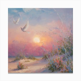 Doves At Sunset Canvas Print