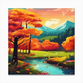 Autumn Landscape Painting 1 Canvas Print