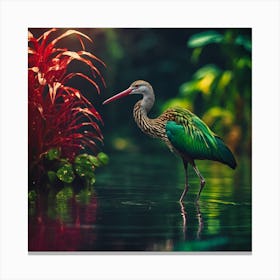Red Eyed Green Bird of the Tropical Lagoon Canvas Print