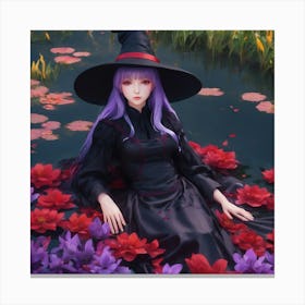 Witch In The Pond Canvas Print